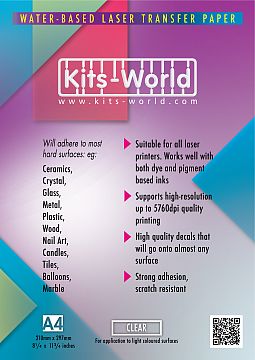 Kitsworld Kitsworld  - Laser Waterslide Decal Paper (Clear) - 1 Sheet Laser Waterslide Decal Paper (Clear) - 1 Sheet - A4 